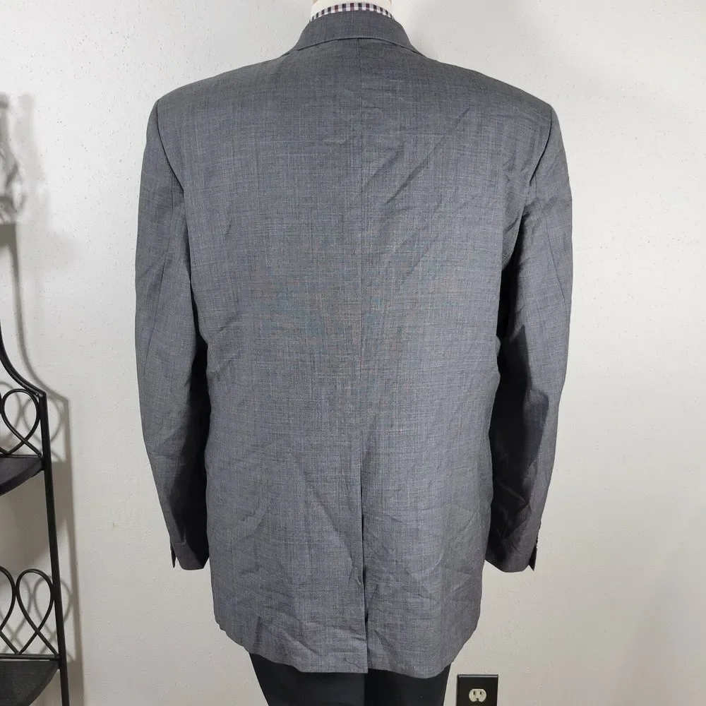 Lauren Ralph Lauren Men's Sport Coat Blazer Gray Natural Wool‎ Stretch Size 46L